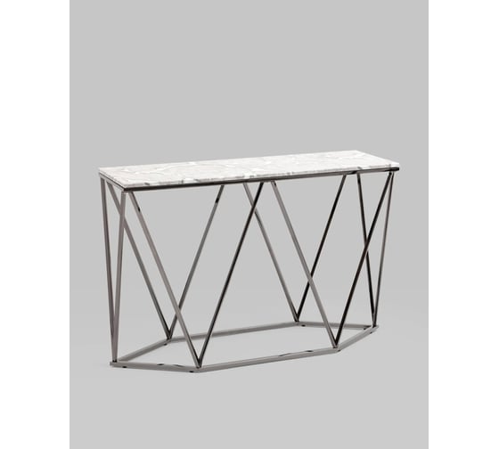Изображение товара Консоль Стул Груп Авалон 122х41, серый мрамор, сталь темный хром ECST-0551-GM