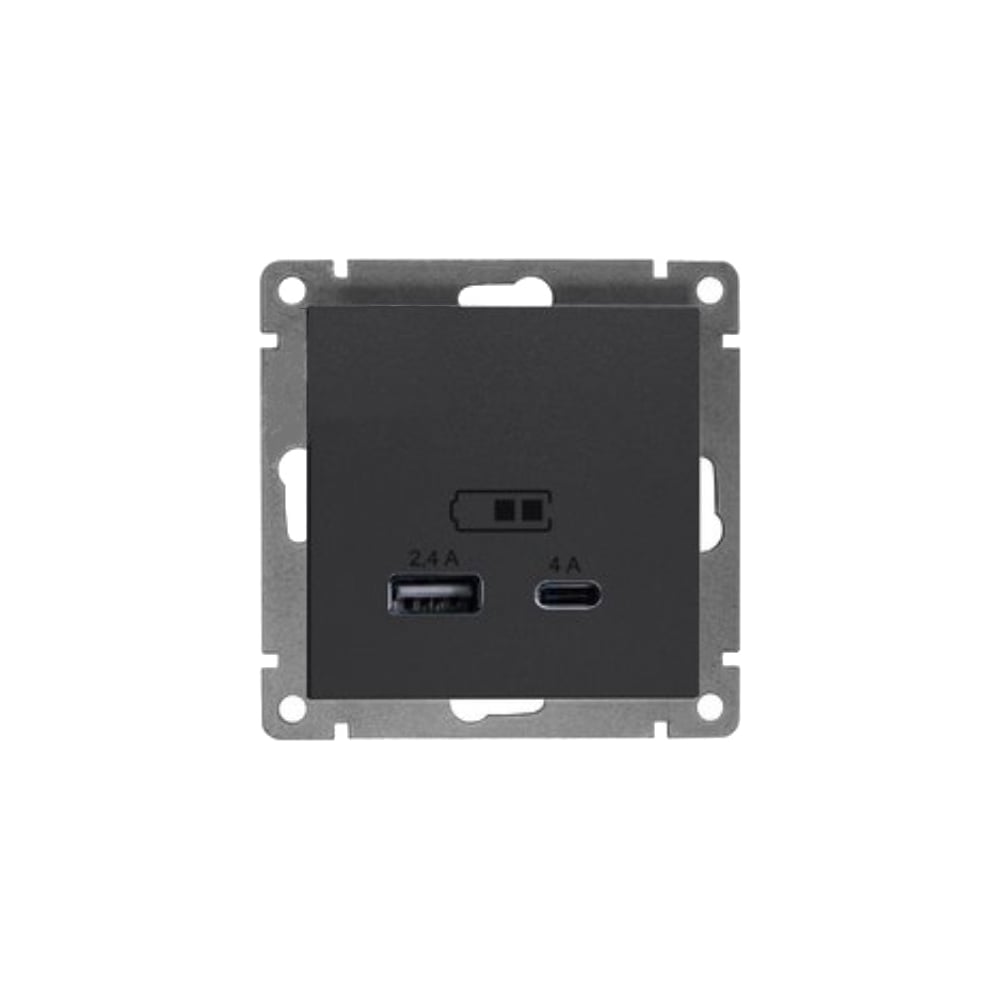 Изображение товара Розетка USB Type-A и Type-C серия Афина графит встраиваемая