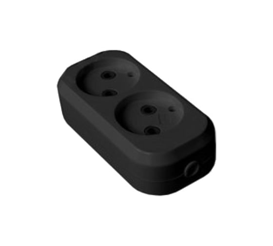 Изображение товара Колодка UNIVersal 2 гнезда, без заземления AБС-пластик (еврослот) черный 1301