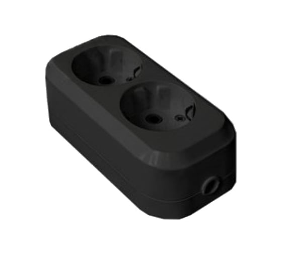 Изображение товара Колодка UNIVersal 2 гнезда, с заземлением, AБС-пластик (еврослот) черный 1303
