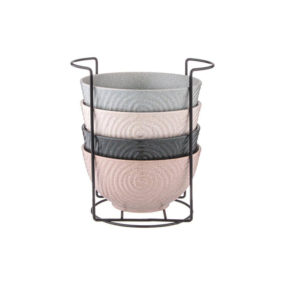 Изображение товара Набор салатников Lefard из 4 шт. на метал-ой подставке коллекция "pastel" 15x7, 5 см, 700мл 155-730