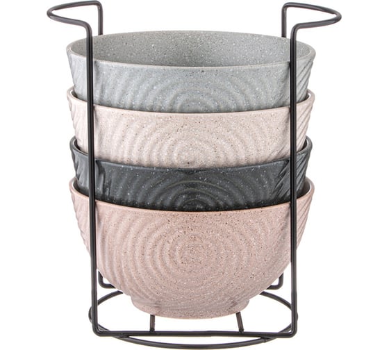 Изображение товара Набор салатников Lefard из 4 шт. на метал-ой подставке коллекция "pastel" 15x7, 5 см, 700мл 155-730