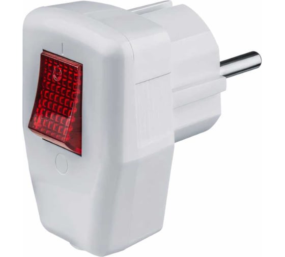 Изображение товара Угловая вилка с выключателем Navigator NCA-PL05-16A-ESC-WH с заземлением, белая 61364