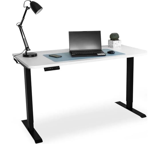 Изображение товара Электрический геймерский стол с регулируемой высотой LuxAlto SR2, черное подстолье, белая столешница, ЛДСП, 140x70 см 34282