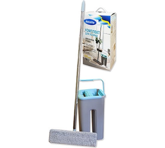 Изображение товара Комплект для уборки с ведром ANTELLA 6,5л серый+голубой 28175