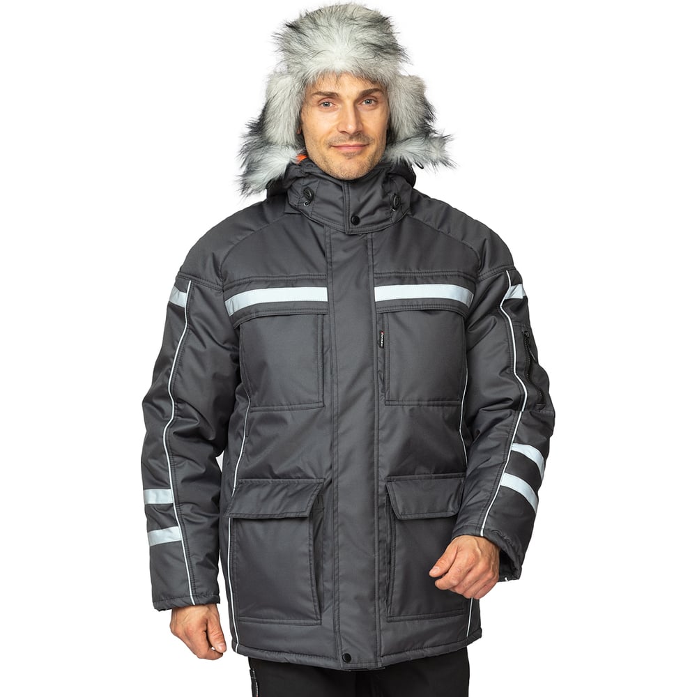 Изображение товара Мужская утепленная куртка Прабо Аляска Ультра темно-серого цвета размер 60-62