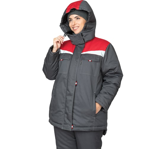 Изображение товара Куртка женская утепленная Прабо "Профессионал" т.серый/красный, р-р 44-46/170-176 34657