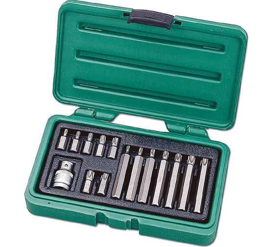Изображение товара Набор вставок (бит) TORX HONITON, 10 мм, 15 предметов BT-4015TRB В0000000173994