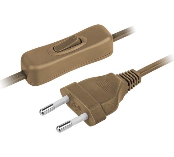 Изображение товара Шнур Navigator NPS-FS-170-2x0.5-BR, 1.7м, с выключателем, коричневый 61721