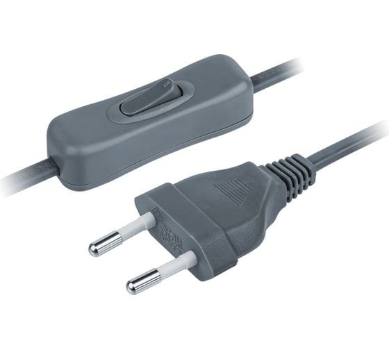 Изображение товара Шнур Navigator NPS-FS-170-2x0.5-GR, 1.7м, с выключателем, серый 61722