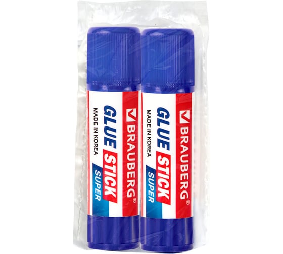 Изображение товара Клей-карандаш BRAUBERG 15 г, Super, Выгодная Упаковка, Комплект 2 штуки в пакете 881033