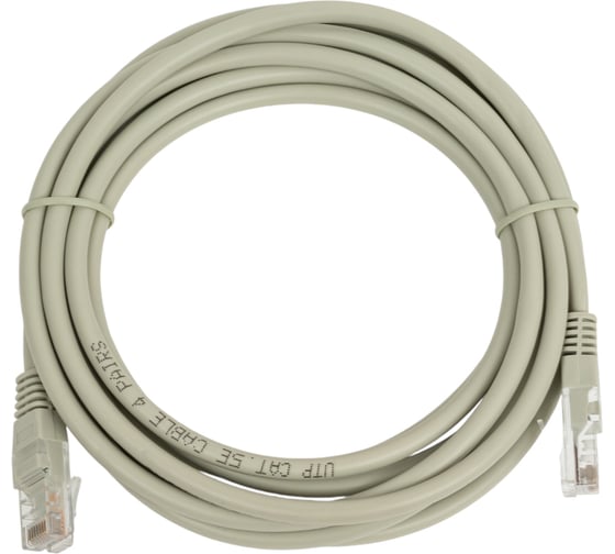 Изображение товара Кабель патч-корд Filum U/UTP 5e кат. 3м 26AWG(7x0.16 мм), чистая медь, PVC, серый FL-U5-C-3M