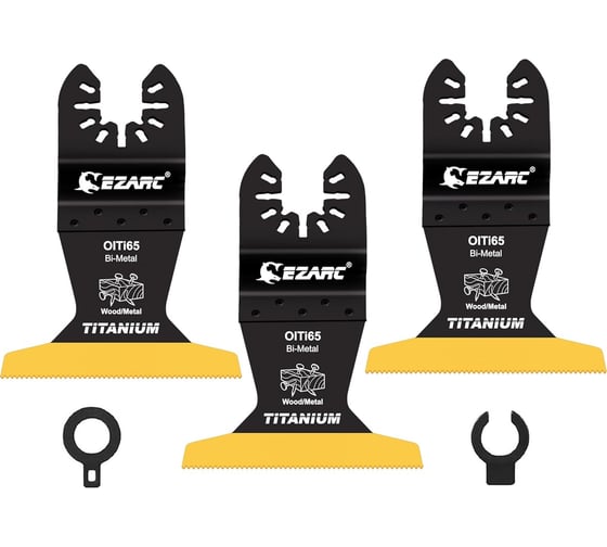 Изображение товара Широкие титановые насадки по дереву с гвоздям и дереву, металлу и пластику для реноватора, набор 3 шт Ezarc 801114