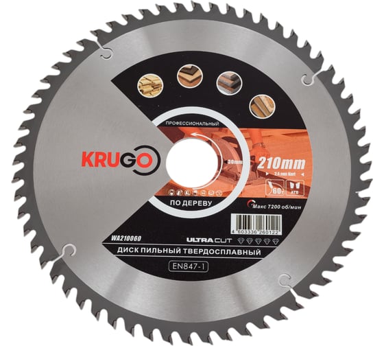 Изображение товара Диск пильный по дереву 210x30 мм, 60T KRUGO WA210060