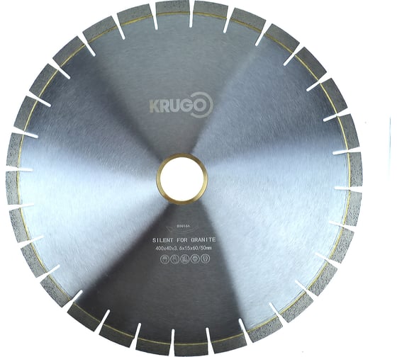 Изображение товара Диск алмазный сегментный по граниту, бесшумный 400x40x3.6x60x15 мм KRUGO BSG16A