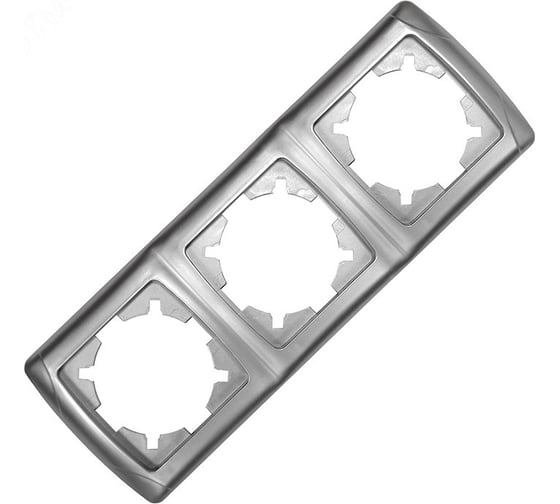 Изображение товара Рамка UNIVersal трехместная горизонтальная серия "Маргарита" серебро (еврослот) МР003Г-S