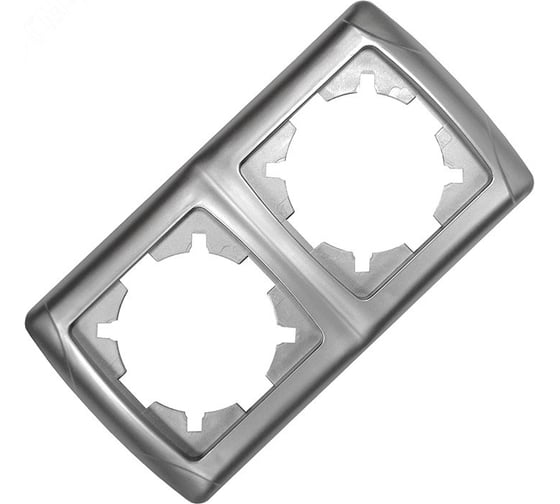 Изображение товара Рамка UNIVersal двухместная горизонтальная серия "Маргарита" серебро (еврослот) МР002Г-S