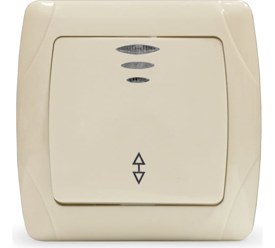 Изображение товара Выключатель UNIVersal проходной одноклавишный с подсветкой серия "Маргарита", с/у, 10А, 220В, слоновая кость (ivory) (еврослот) М0125-I
