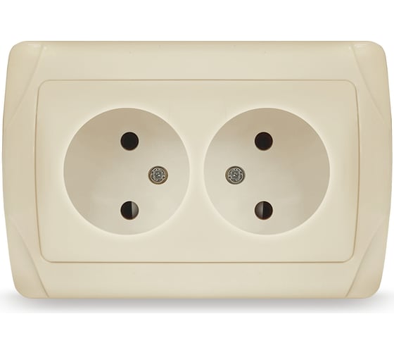 Изображение товара Розетка UNIVersal двухместная серия "Маргарита" б/з, с/у, 16А, 220В, слоновая кость (ivory) (еврослот) М0102-I