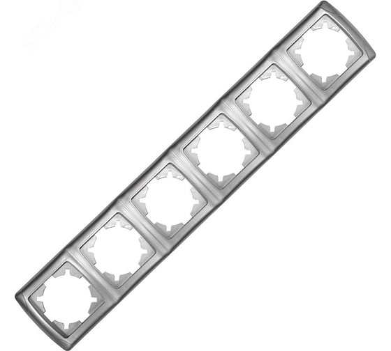 Изображение товара Рамка UNIVersal шестиместная горизонтальная серия "Маргарита" серебро (еврослот) 1085-S