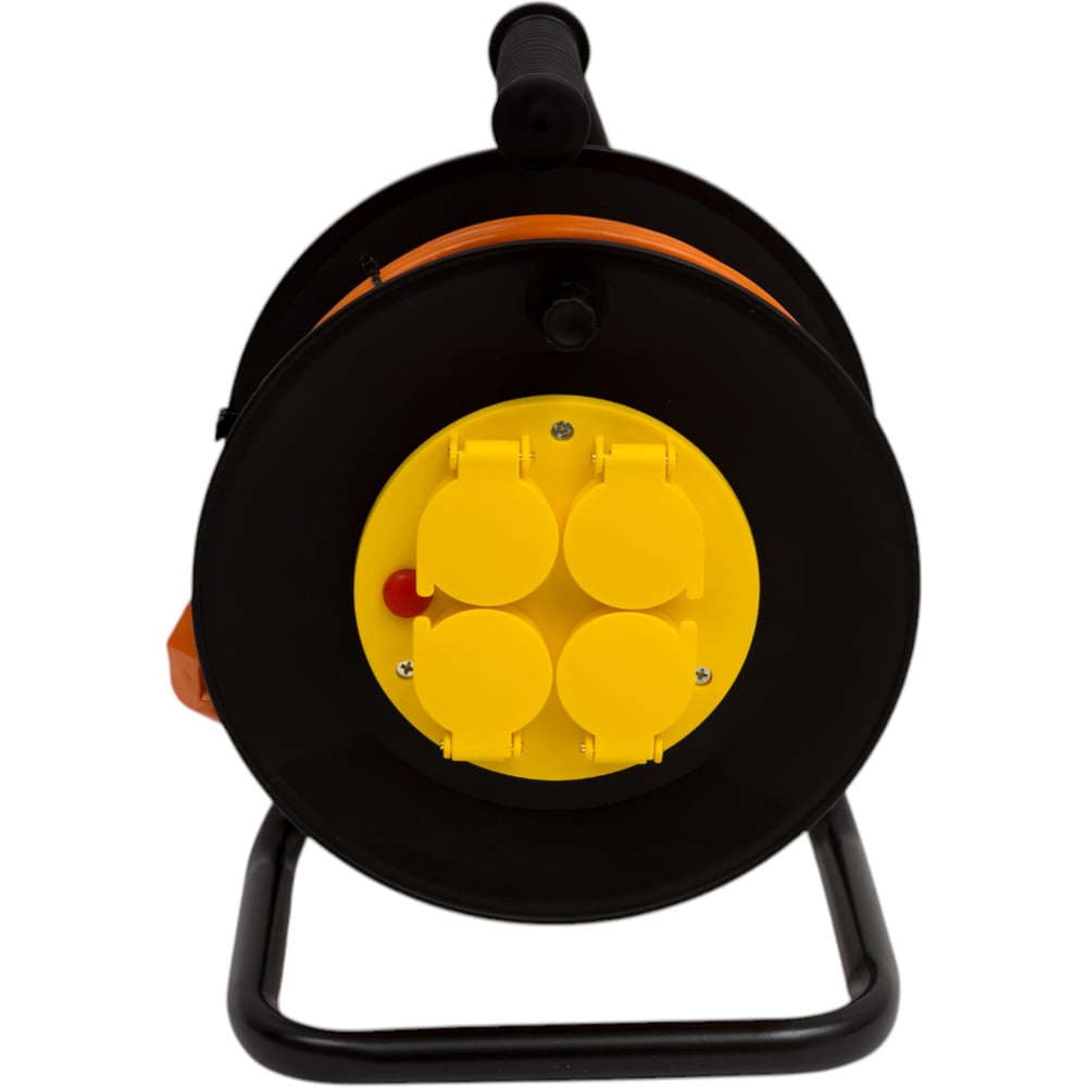 Изображение товара Удлинитель ООО "ГОСТ-ЭЛЕКТРО" 4x25 м с з/шт на пластиковой катушке и металлической стойке с авт. отключения IP44 ПВС 2x2,5 Меркурий У16-010 "МРК" 320138