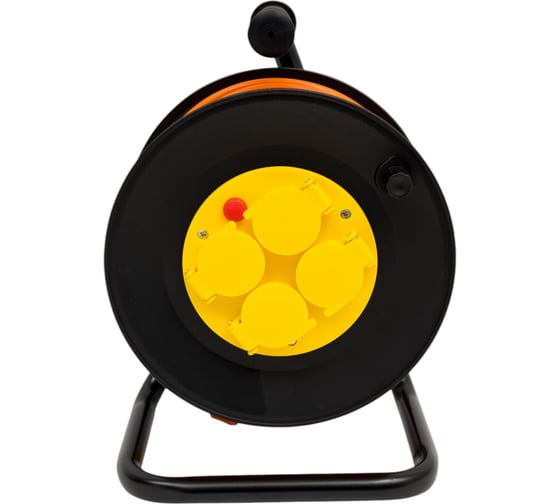 Изображение товара Удлинитель ООО "ГОСТ-ЭЛЕКТРО" 4x30 м с з/шт на пластиковой катушке и металлической стойке с авт. отключения IP44 ПВС 2x2,5 Меркурий У16-010 "МРК" 320145