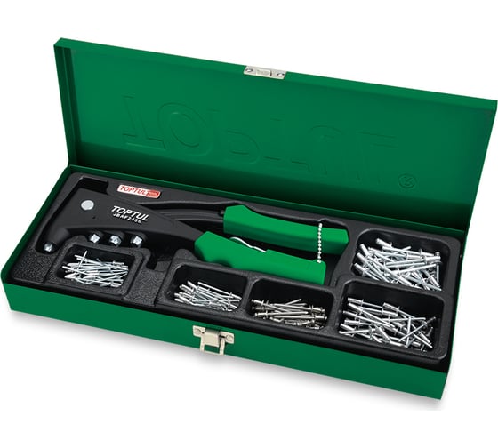 Изображение товара Заклепочник ручной TOPTUL c заклепками 2.4, 3.2, 4.0, 4.8 кейсе 151 предмет, GAAD0103