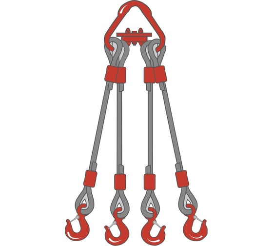 Изображение товара Четырехветвевой канатный строп ТамбовТехСнаб 4СК 20 т, 7 м, опрессовка 7930130720345