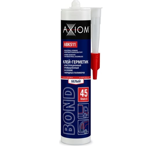 Изображение товара Клей-герметик AXIOM конструкционный промышленный на основе гибридных полимеров, Шор А 45, белый ABK511