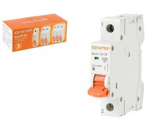 Изображение товара Автоматичический выключатель ЮПИТЕР ВА47-29 1Р 63А 4,5кА х-ка С JP7501-63