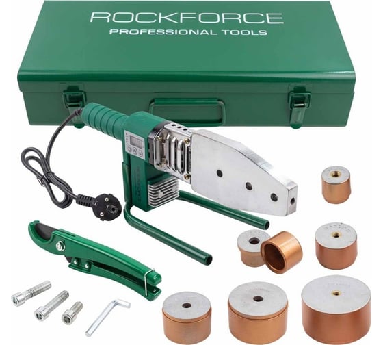 Изображение товара Аппарат для сварки полимерных труб Rockforce 1000W, 6 насадок: 20, 25, 32, 40, 50, 63 мм RF-PW-1002(58978)