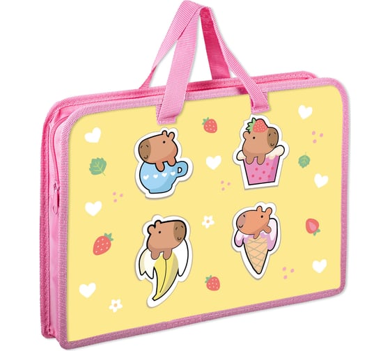 Изображение товара Папка на молнии с ручками А4, 1 отделение, пластик, ширина 45 мм, Capybaras, ЮНЛАНДИЯ 272149