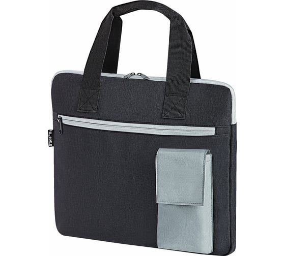 Изображение товара Сумка для документов Staff Delegate на молнии, два кармана, полиэстер, черная/серая, 30x34x2 см 272619