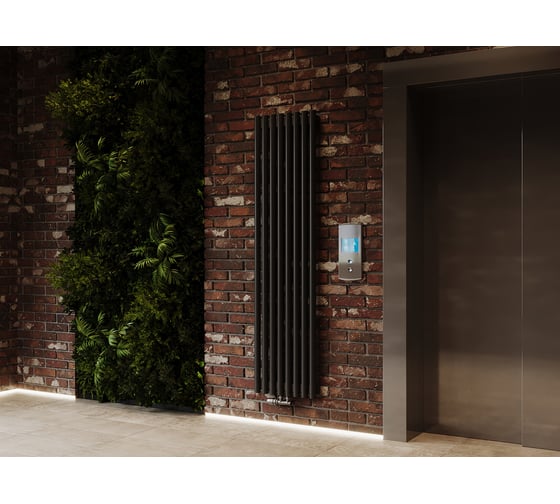 Изображение товара Трубчатый радиатор GUARDO Torre 4D с круглой трубой 42 мм, 1800 мм высотой, вертикальное положение 4D-1800-08 BK-VER R9005(M)