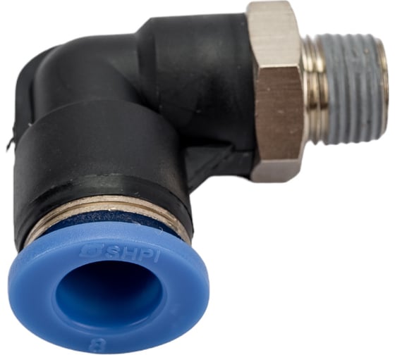 Изображение товара Фитинг цанговый угловой с наружной резьбой 1/8M для трубки диаметром 8 мм SHPI PL 08-R01