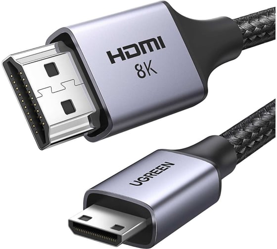 Изображение товара Кабель Ugreen HD163 (15514) Mini HDMI to HDMI 8K Cable. Длина: 1м. Цвет: черный 15514_