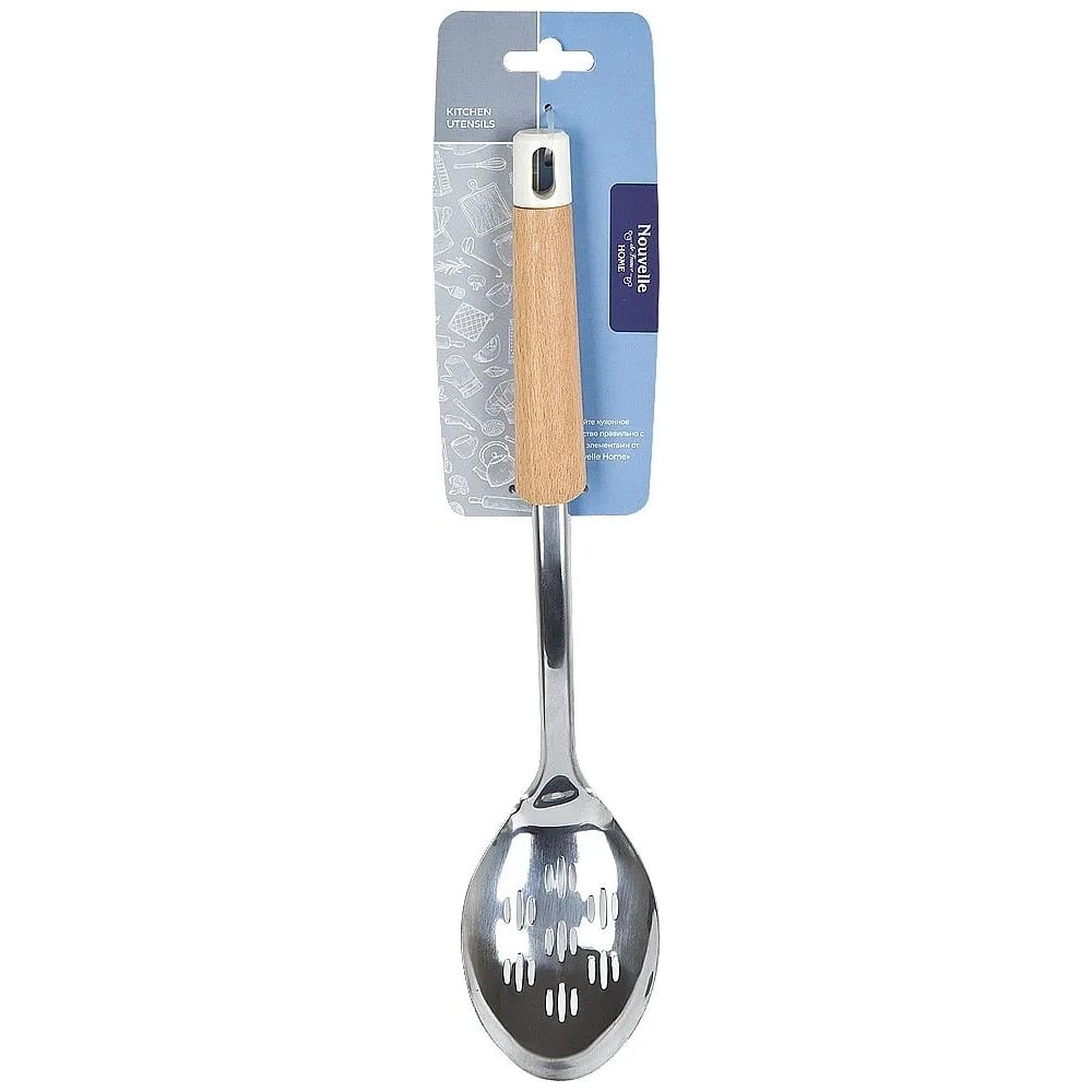 Изображение товара Поварская кулинарная ложка Nouvelle Emborio Steel 33.5 см с прорезями