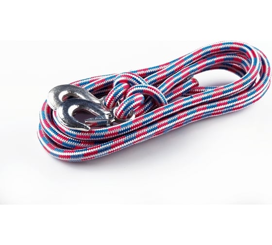 Изображение товара Трос веревочный усиленный Сибшнур № 6 12т 5м 2 крюка 80065