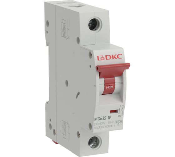 Изображение товара Автоматический выключатель модульный DKC YON max типа MD63S, 4,5кА, 1 полюс, хар ка C, 63А 1 шт MD63S 1PC63 MD63S-1PC63