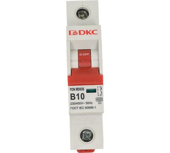 Изображение товара Автоматический выключатель модульный DKC YON max типа MD63S, 4,5кА, 1 полюс, хар ка B, 10А 1 шт MD63S 1PB10 MD63S-1PB10
