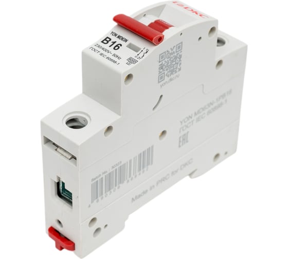 Изображение товара Автоматический выключатель модульный DKC YON max типа MD63N, 6кА, 1 полюс, хар ка B, 16А 1 шт MD63N 1PB16 MD63N-1PB16