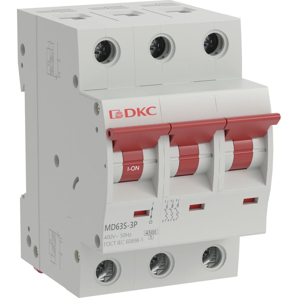 Изображение товара Автоматический выключатель модульный MD63S YON 63А 3 полюса C характеристика IP20