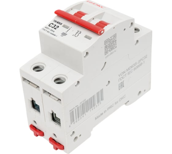 Изображение товара Автоматический выключатель модульный DKC YON max типа MD63S, 4,5кА, 2 полюса, хар ка C, 32А 1 шт MD63S 2PC32 MD63S-2PC32