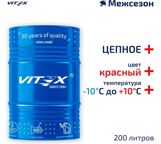 Изображение товара Масло цепное Ultra Chain Interseasonal Red бочка 200 л VITEX v3338b1