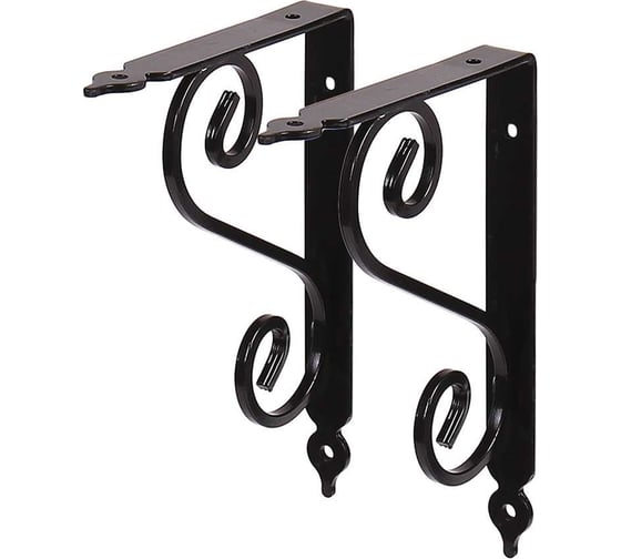 Изображение товара Кронштейны для полки Larvij Мадрид 2 шт., 14,5x19 см, нагрузка до 18 кг, цвет черный L7636BLх2