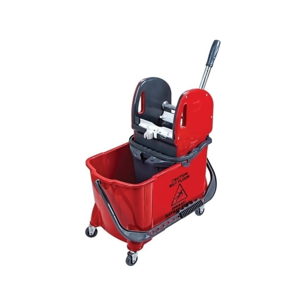 Изображение товара Ведро с вертикальным отжимом 24 л на колесах Uctem-Plas, пластиковое, красное