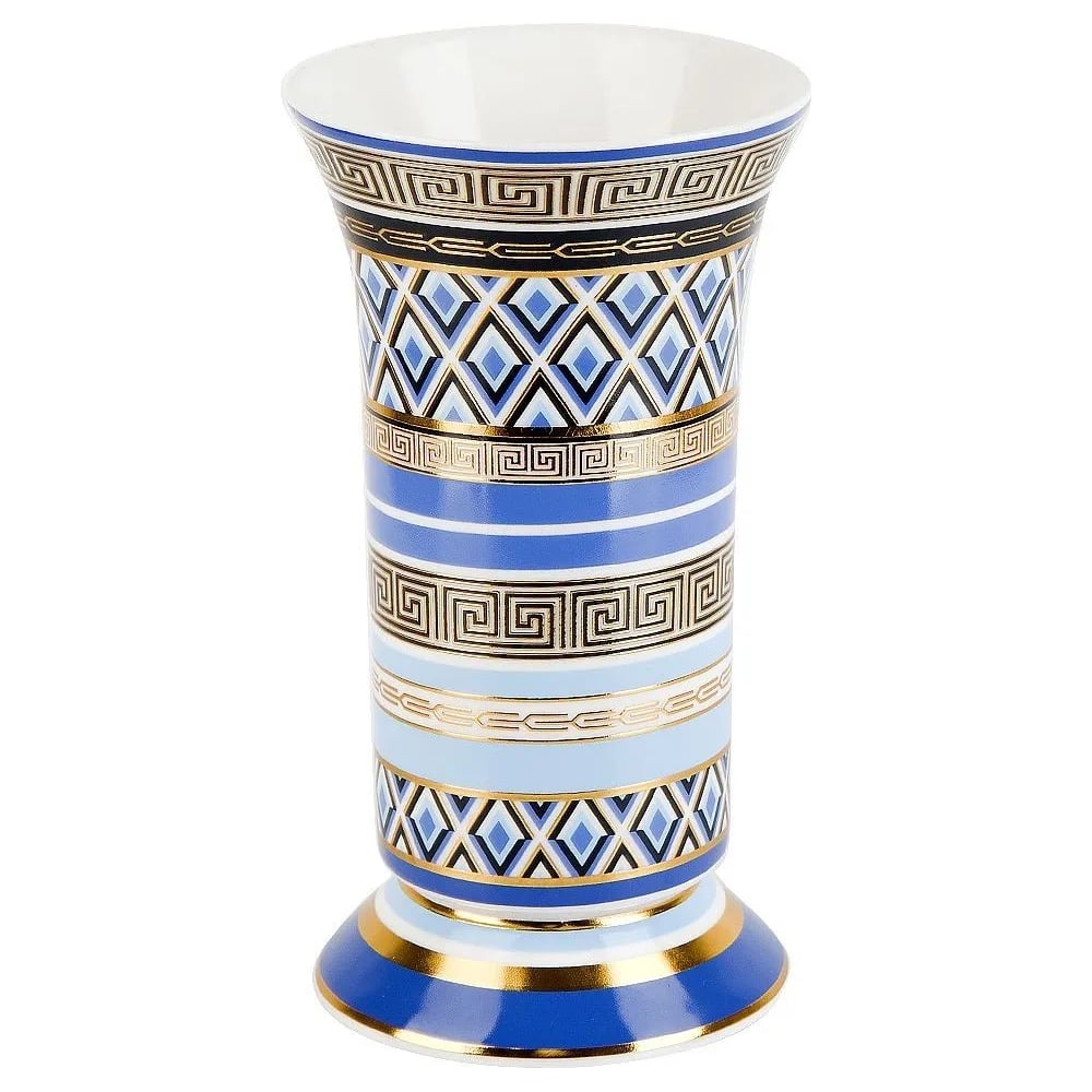 Изображение товара Ваза Nouvelle Golden Blue 600 мл из фарфора стильный дизайн белая с золотом