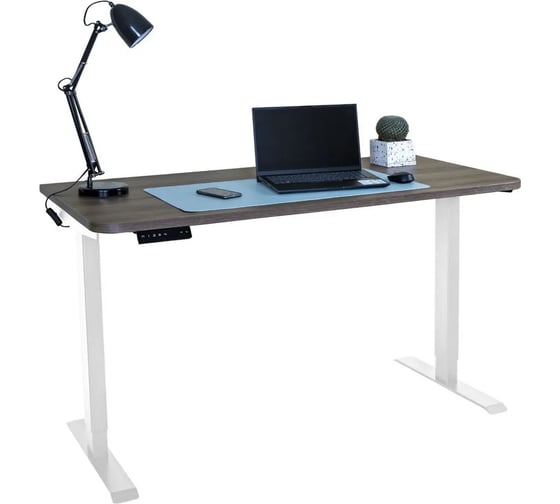 Изображение товара Электрический игровой стол с регулировкой высоты LuxAlto SR2, белое подстолье, дуб коричневый столешница ЛДСП, 140x60 см 34277