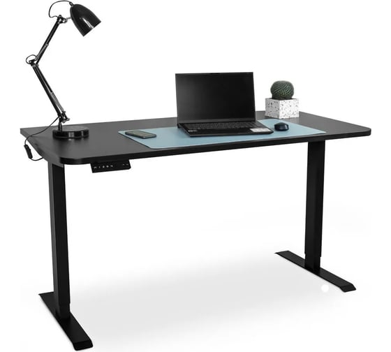 Изображение товара Электрический компьютерный стол с регулировкой высоты LuxAlto SR2, черное подстолье, черная столешница ЛДСП, 140x70 см 34286