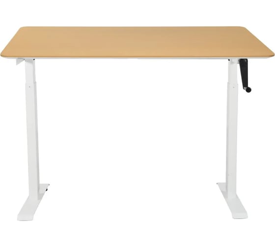 Изображение товара Регулируемый по высоте игровой стол LuxAlto M1, белое подстолье, бук столешница, ЛДСП, "акулий нос", 120x60 см 34250
